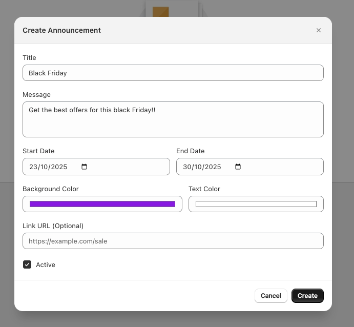 Announcement Settings